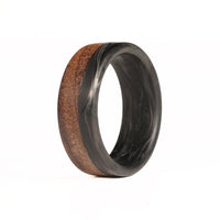 Walnut Wedding Band with Forged Carbon Fiber