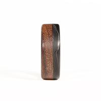 Walnut Wedding Band with Forged Carbon Fiber Front View
