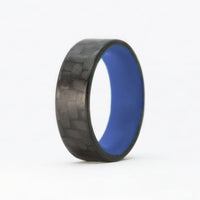 Blue Glowing Resin Ring with Carbon Fiber Exterior