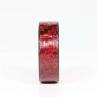 Red Carbon Fiber Men's Ring With Red Aluminum Interior Front View
