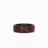 cocobolo ring with carbon fiber sleeve laying flat