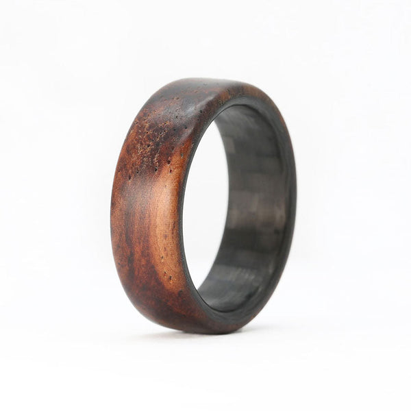 cocobolo ring with carbon fiber sleeve