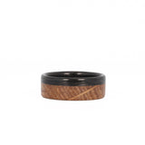 Whiskey Barrel Men's Ring with Forged Carbon Fiber Laying Flat