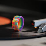Rainbow Glow Ring On Vinyl Record Player