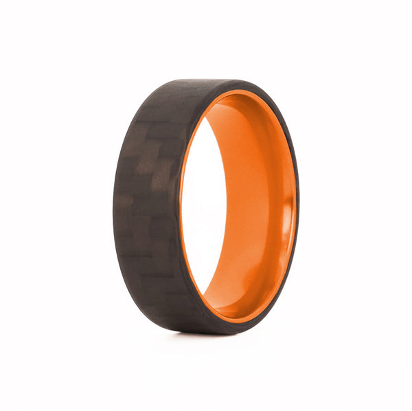 Orange Aluminum Ring with Carbon Fiber Exterior