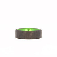 Green Aluminum Colored Ring with Carbon Fiber Laying Flat