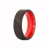 Colored Red Aluminum Ring with Carbon Fiber