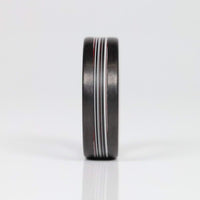 Fordite Men's Ring with Carbon Fiber Rails Front View