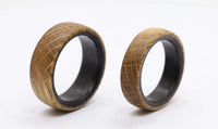 whiskey barrel ring with carbon fiber sleeve 8mm and 6mm comparison