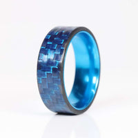 Blue Carbon Fiber Ring with Blue Aluminum Interior
