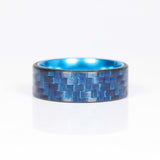 Blue Carbon Fiber Ring with Blue Aluminum Interior Laying Flat