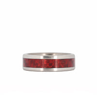 Red Carbon Fiber Ring with Titanium Flat