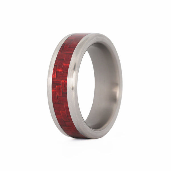 Red Carbon Fiber Ring with Titanium