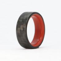 Red Glowing Ring with Carbon Fiber