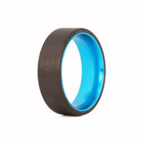 Blue Colored Aluminum Men's Ring with Carbon Fiber