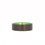 Green Aluminum Men's Ring with Carbon Fiber Laying Flat