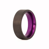 Purple Colored Aluminum Wedding Ring with Carbon Fiber