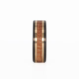 whiskey barrel band with gold inlay and carbon fiber sleeve front view