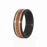 whiskey barrel band with gold inlay and carbon fiber sleeve