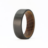 whiskey barrel wedding ring with carbon fiber exterior