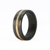 carbon fiber men's wedding ring with yellow gold band