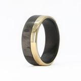 Men's carbon fiber ring with yellow gold band