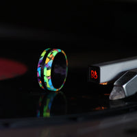 Rainbow Chroma Colored Glow Ring Glowing On Vinyl Record Player