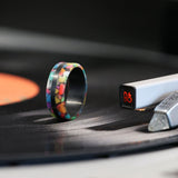 Rainbow Chroma Colored Glow Ring On Vinyl Record Player