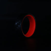 Red Glowing Ring with Carbon Fiber Glowing 3/4ths View