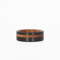 Men's Whiskey Barrel Band with Carbon Fiber Laying Flat