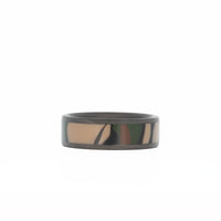 camo wedding ring with carbon fiber rails and sleeve laying flat