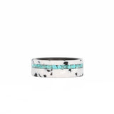 Terrazzo Jewelry Ring with Crushed Turquoise Inlay and Carbon Fiber Interior Laying Flat