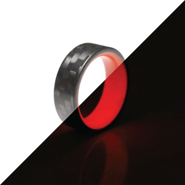 Red Glowing Ring with Carbon Fiber Normal And Glowing Comparison